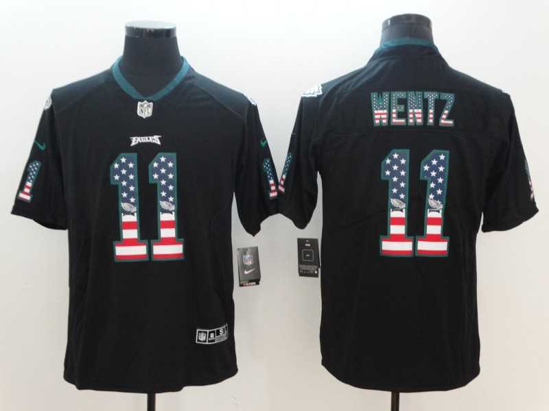 Nike Eagles 11 Carson Wentz Black USA Flag Fashion Color Rush Limited Jersey,We sell and wholesale Nike Eagles 11 Carson Wentz Black USA Flag Fashion Color Rush Limited Jersey on line form chian!